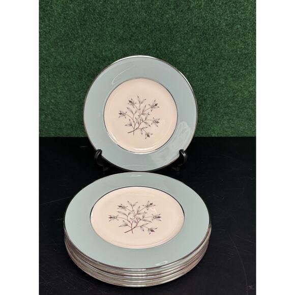 Lenox Kingsley Plate 8” Salad Plates Platinum Trim Set Of 6